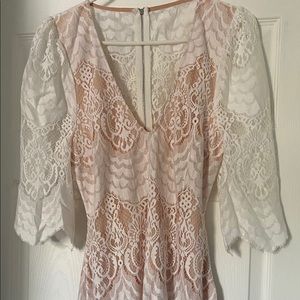 White lace dress with cut out back